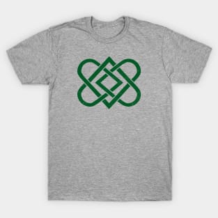 Vintage Celtic Knot Heart - St Patricks - Dark Green T-Shirt